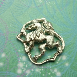 Vintage Sterling Silver Dangle Charm - Lion Shield