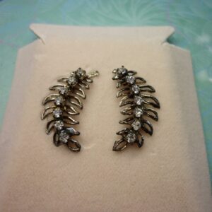 Vintage Crystal Earrings - Fern Leaves
