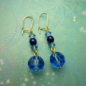 Vintage Earrings - Blue Glass Beads