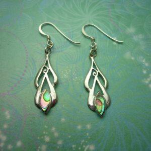 Vintage Sterling Silver Earrings - Abalone Paua Shell - 925 Hallmarked - Style 3