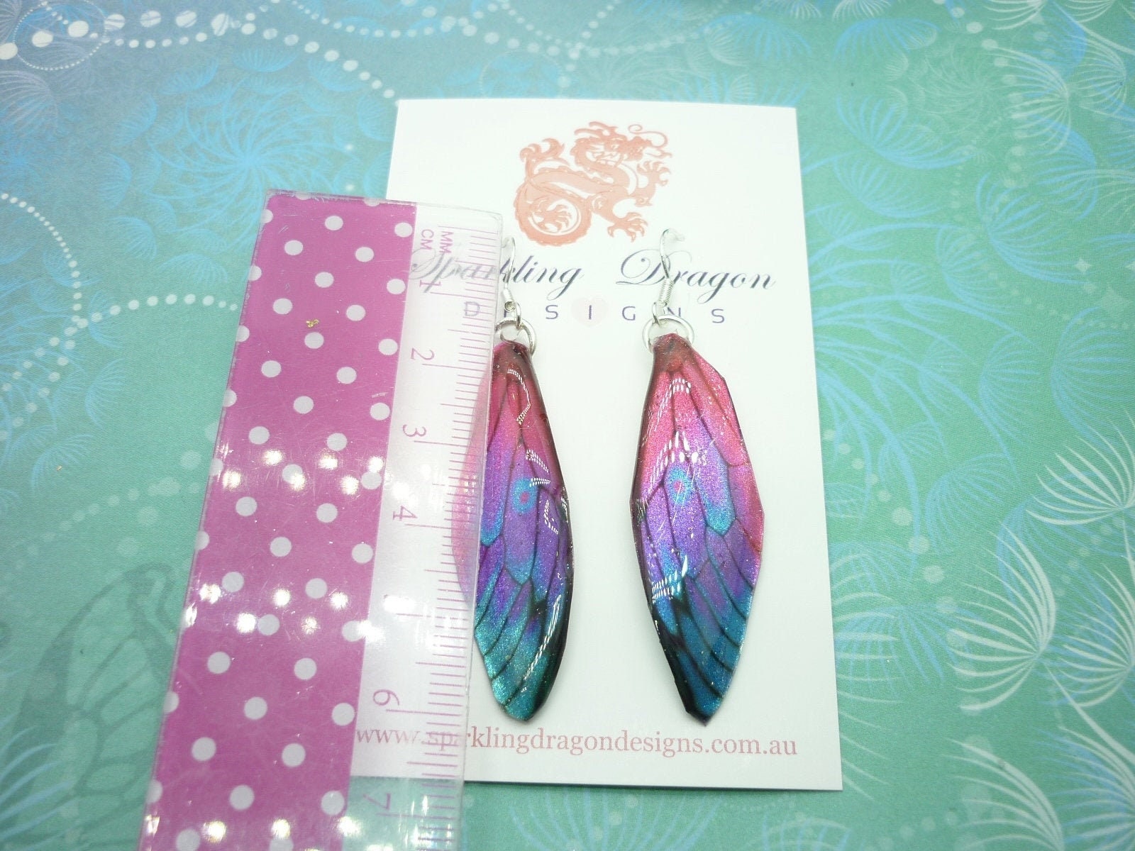 Butterfly Wings Pink, Blue & Purple Earrings - Fairy Jewellery, Fun Gift for her Fairy Wing Earrings - Sparkly - Resin with Glitter Finish - Image 8