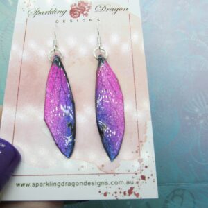 Butterfly Earrings Pink & Purple - Fairy Jewellery, Fun Gift for her Fairy Wing Earrings - Sparkly - Resin with Glitter Finish