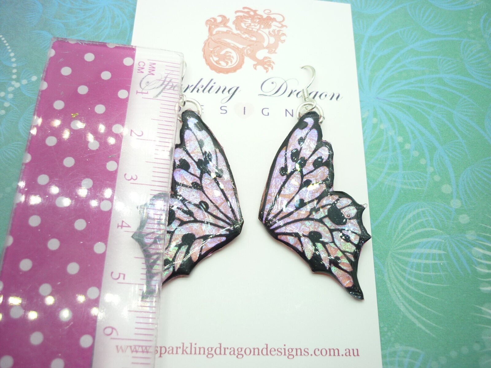 Sparkley Blue & Yellow Butterfly Double Wing Earrings - Fairy Jewellery, Fun Gift for her Present Sparkly - Resin with Glitter Finish - Image 4