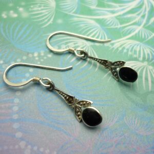 Vintage Sterling Silver Earrings - Black Onyx - Style 1