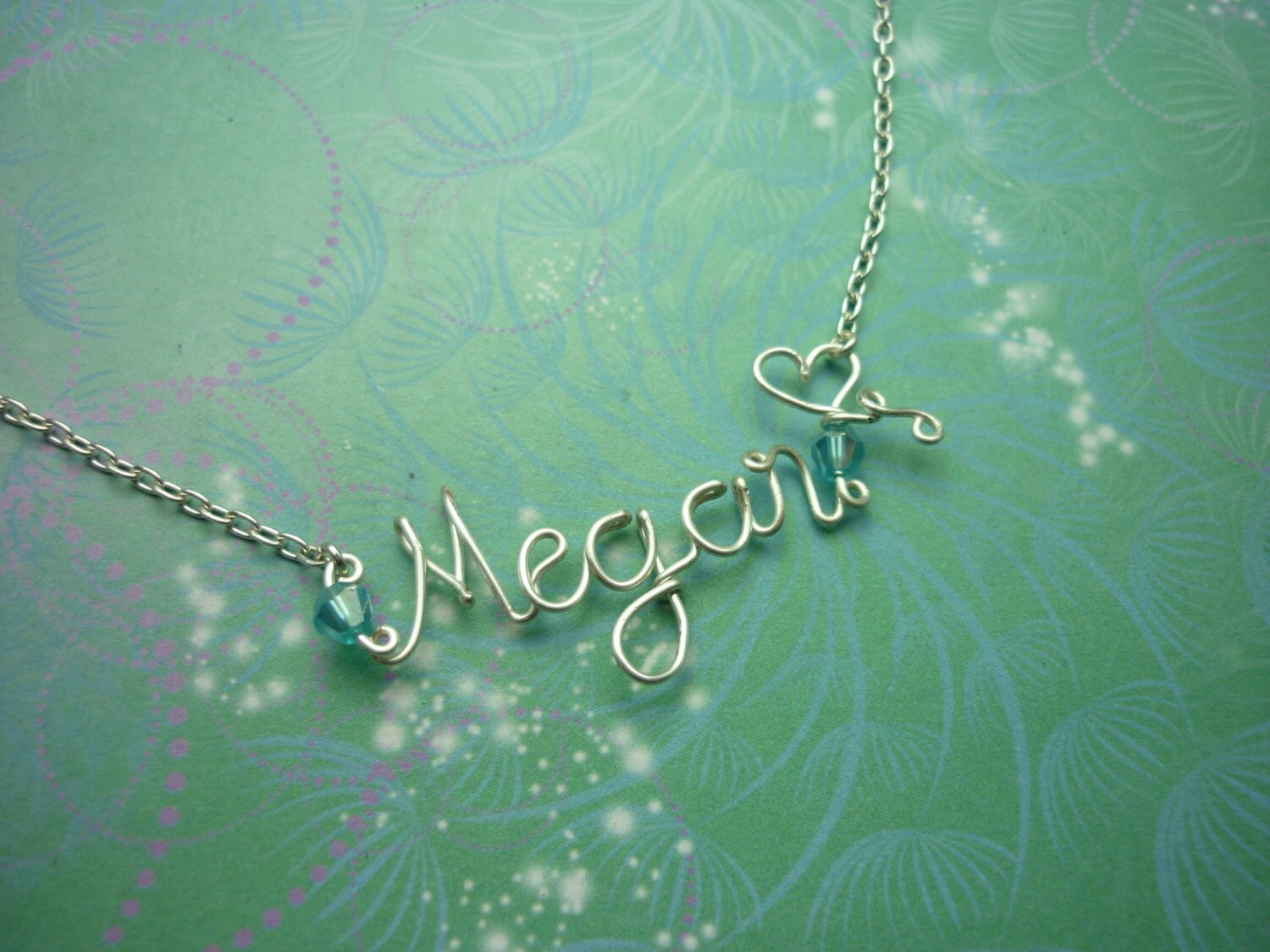 Handmade Personalised Wire Name Necklace - Birthstones - Non-Tarnish Silver & Crystal Beads - Bridesmaids Gifts - Image 5