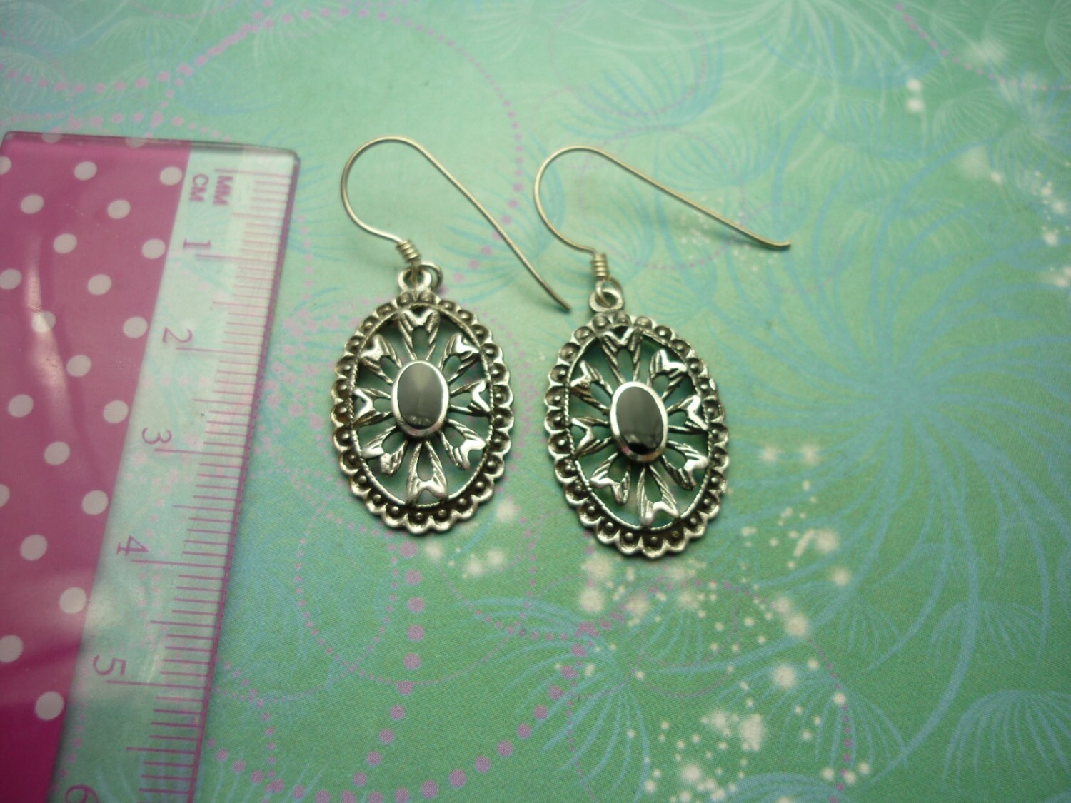 Vintage Sterling Silver Earrings - Black Onyx - 925 Hallmarked - Style 38 - Image 2
