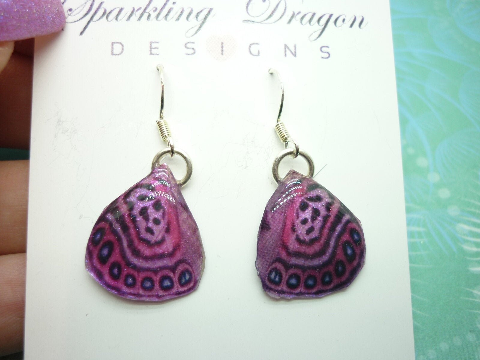 Butterfly Wing Earrings Stunning Pink - Fairy Jewellery, Fun Gift for her Fairy Wing Earrings - Sparkly - Resin with Glitter Finish