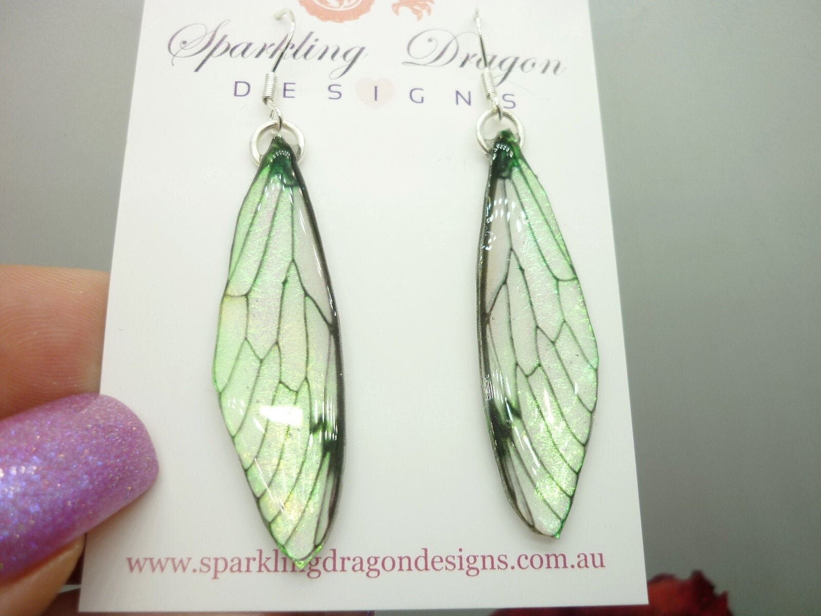 Butterfly Yellow Shimmer Earrings - Fairy Jewellery Fun Gift Fairy Wing Earrings - Sparkly - Resin with Glitter Finish Dragonfly