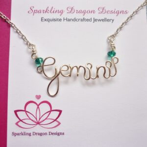 Handmade Personalised Wire Name/Word Necklace Non-Tarnish Silver & Crystal Beads