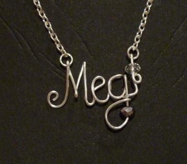 Handmade Personalised Wire Name/Word Necklace Non-Tarnish Silver & Crystal Beads - Image 2