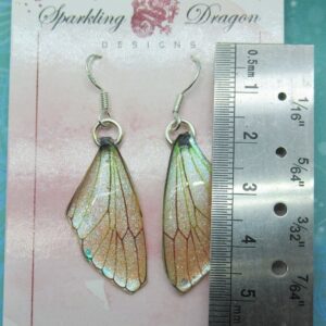 Butterfly Wing Earrings Pale Yellow - Fairy Jewellery, Fun Gift for her Fairy Wing Earrings - Sparkly - Resin with Glitter Finish