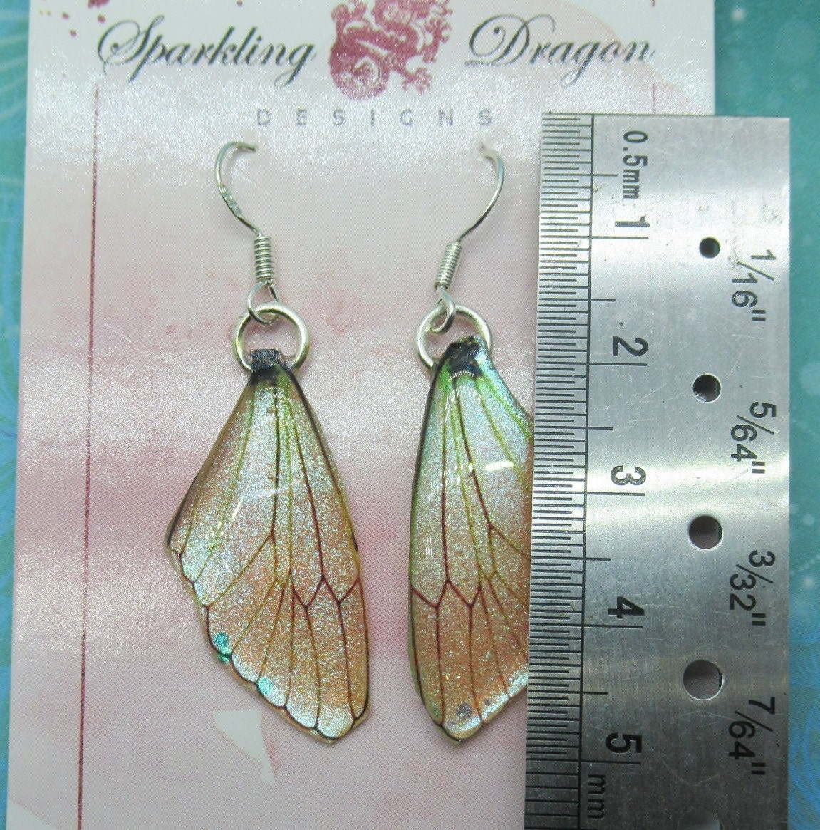Butterfly Wing Earrings Pale Yellow - Fairy Jewellery, Fun Gift for her Fairy Wing Earrings - Sparkly - Resin with Glitter Finish