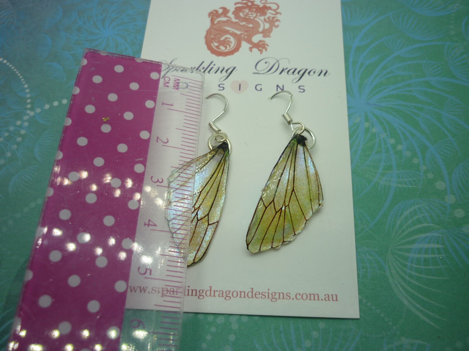 Butterfly Wing Earrings Pale Yellow - Fairy Jewellery, Fun Gift for her Fairy Wing Earrings - Sparkly - Resin with Glitter Finish - Image 5