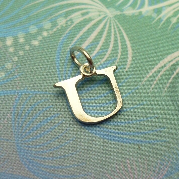 Vintage Sterling Silver Dangle Alphabet Charm - Large U