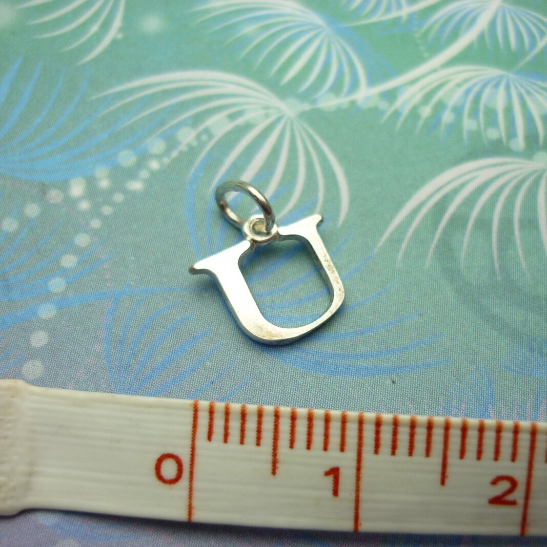 Vintage Sterling Silver Dangle Alphabet Charm - Large U - Image 2