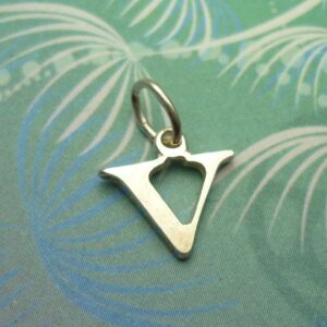 Vintage Sterling Silver Dangle Alphabet Charm - Large V