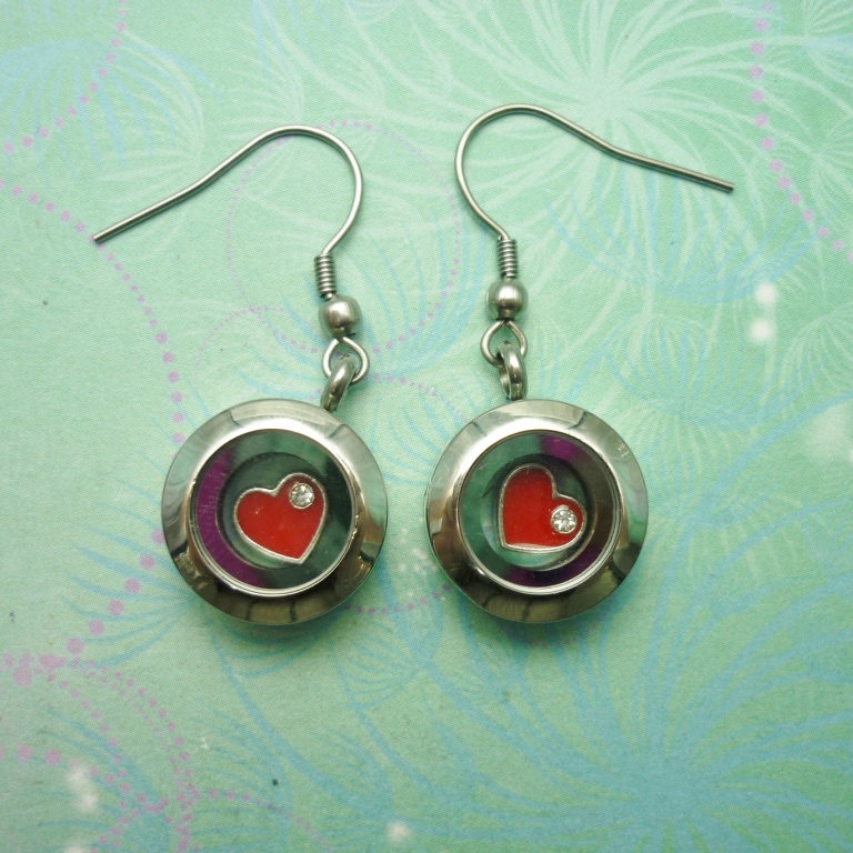 Stainless Steel Floating Charm Locket Earrings – Silver- gift for her - Image 2