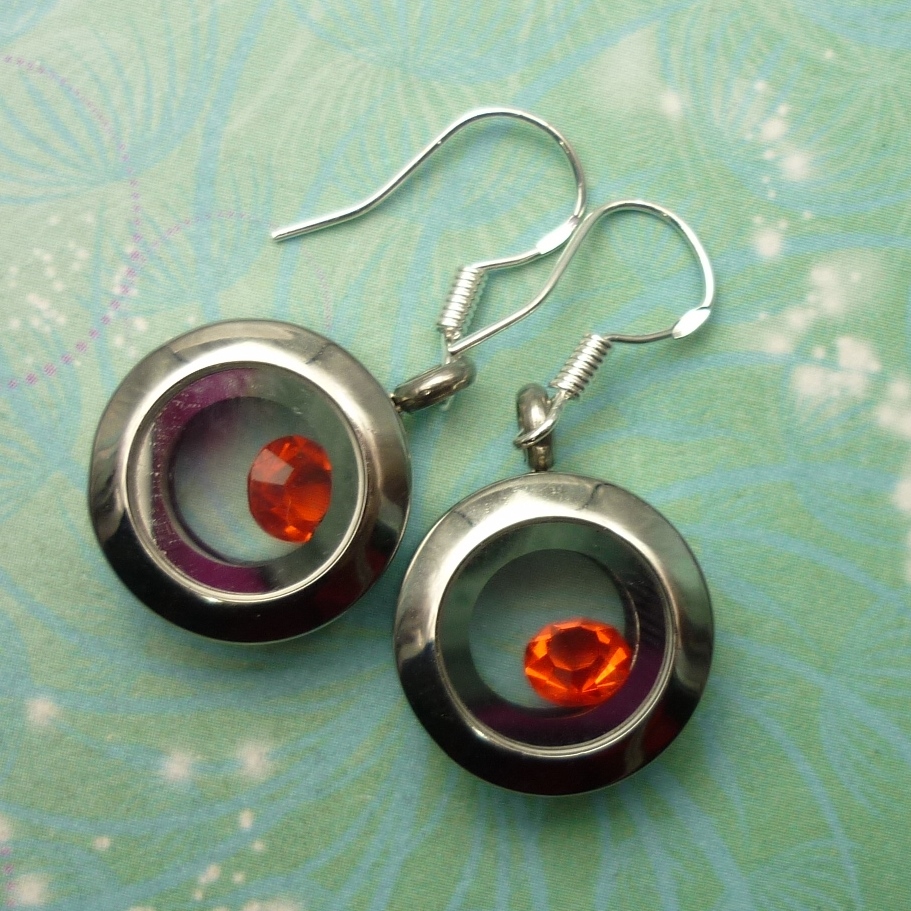 Stainless Steel Floating Charm Locket Earrings – Silver- gift for her - Image 4