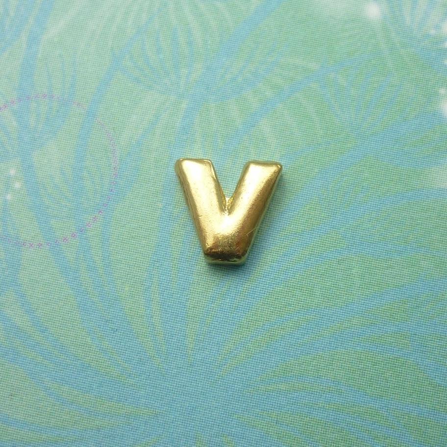Gold Letter - V - Charm for Memory Lockets