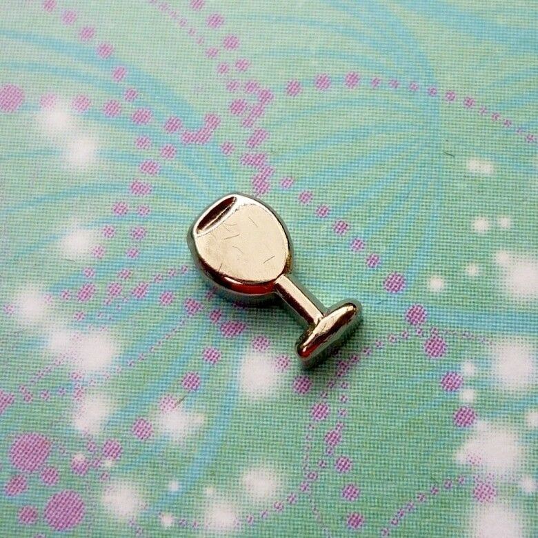 Silver Wine Glass Charm for Personalised Keepsake Memory Locket Jewellery