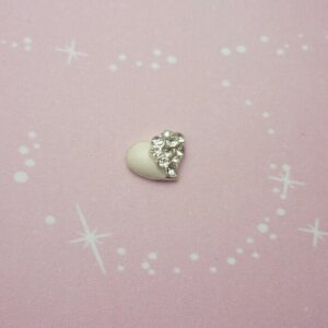 Silver and White Sparkling Jeweled Heart Charm for Memory Lockets