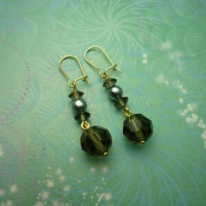 Smokey Glass Beaded Vintage Earrings - New Unworn Vintage