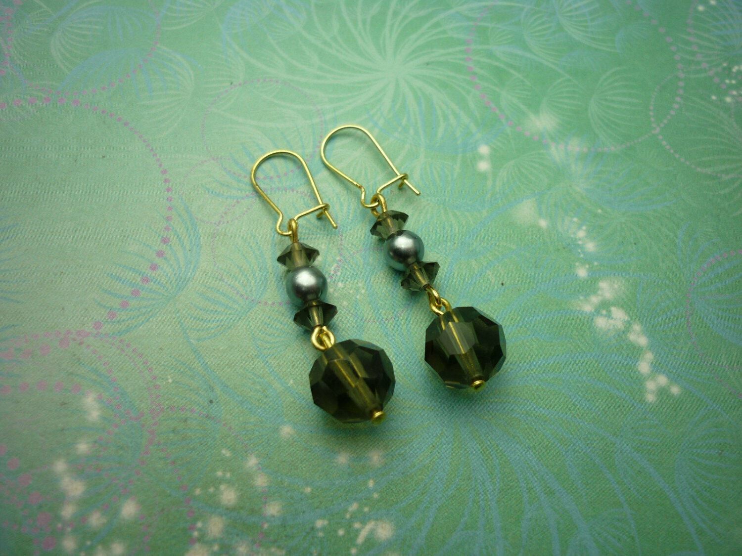 Smokey Glass Beaded Vintage Earrings - New Unworn Vintage