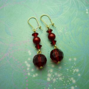 Sterling Vintage Earrings - Red Glass Beads