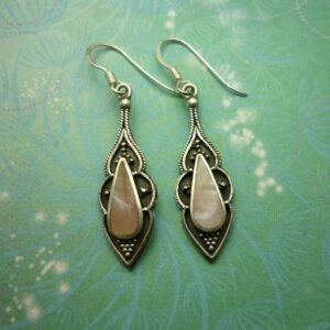 Adorable Vintage Sterling Silver Earrings - Pink Shell - Indian Princess Style
