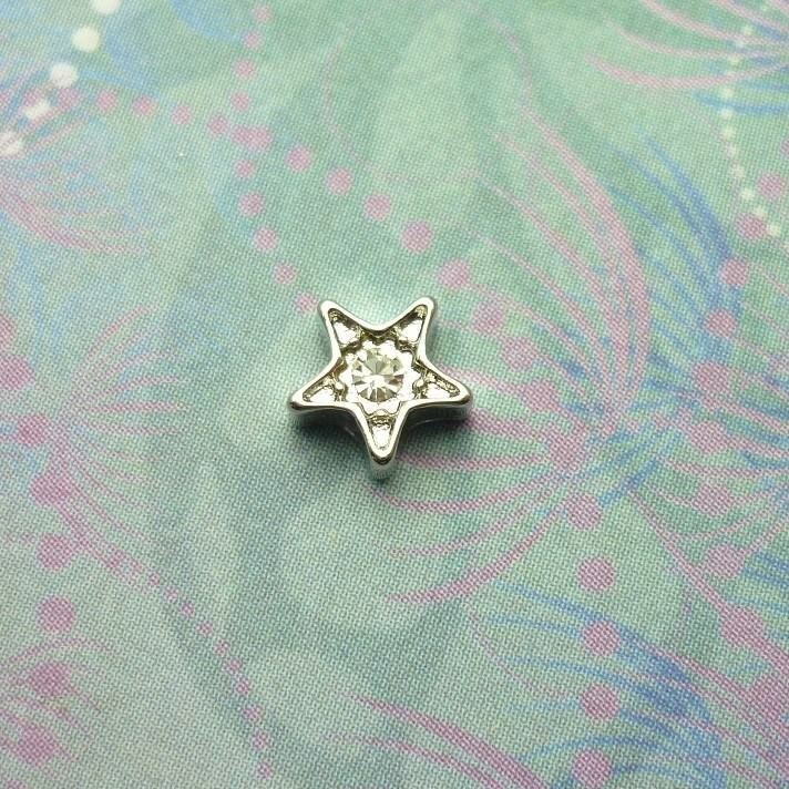 Clear Jewel Silver Star Charm For Keepsake Memory Locket Necklace