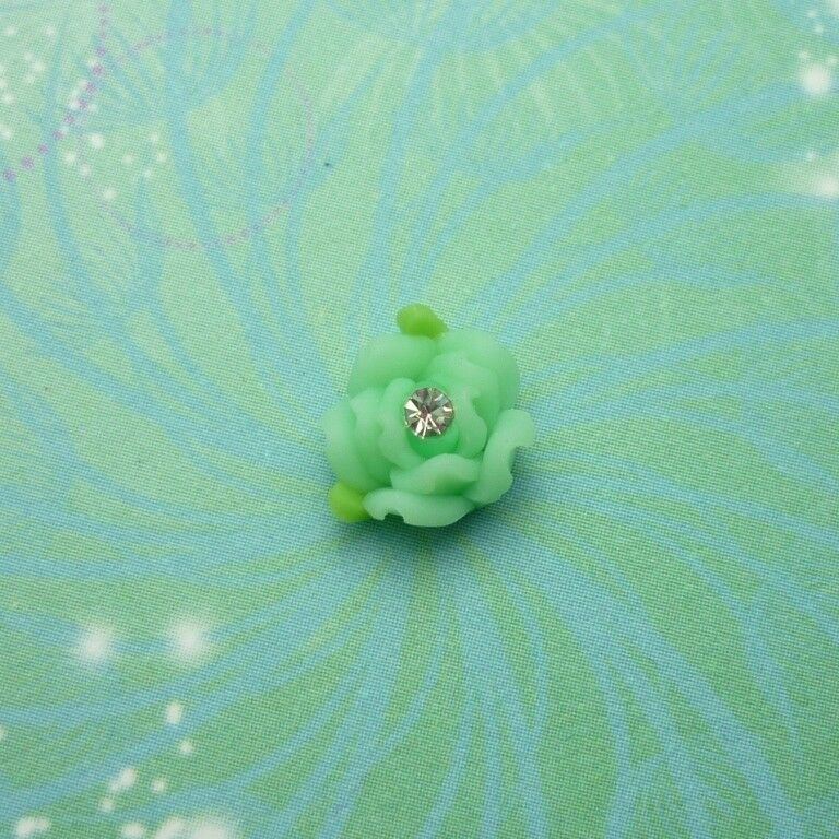 Green Sculptured Rose Charm For Keepsake Memory Locket Necklace