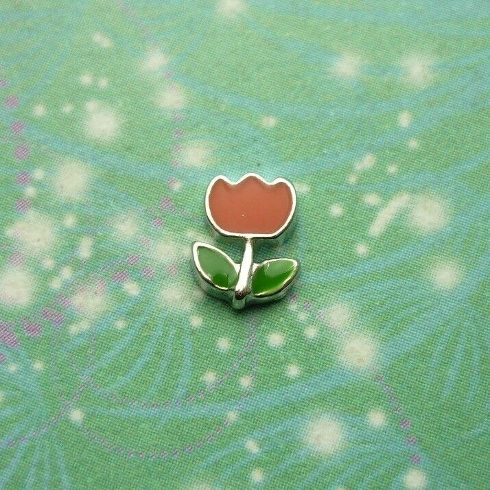 Red Tulip Charm For Keepsake Memory Locket Necklace
