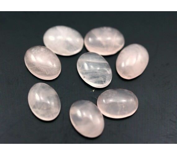 Pink Rose Quartz Oval Cabochon Jewel For Locket Keychain Etc - 6x8 mm