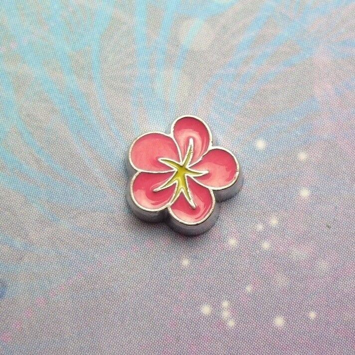 Pink Hibiscus Flower Charm for Memory Lockets: Meaningful Keepsake Jewellery