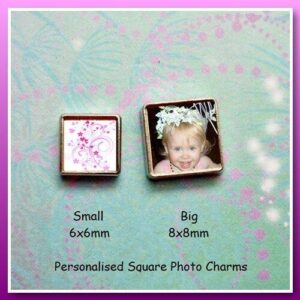 Personalised Square Photo Charm - Big 8mmx8mm for memory living lockets