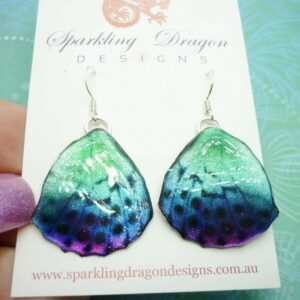 Butterfly Wing Earrings in Blue & Pale Green/Pink: Fun and Enchanting