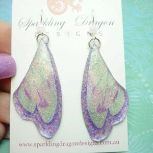 Butterfly Earrings Sparkling Silver, Purple/Blue Enchanting Fairy Jewellery
