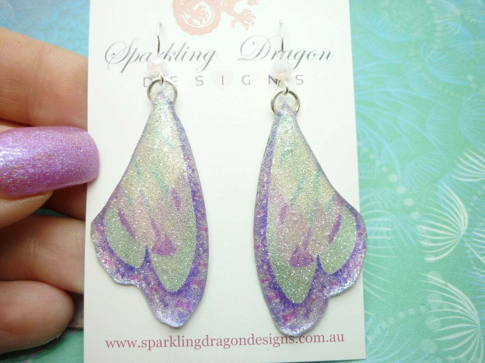 Butterfly Earrings Sparkling Silver, Purple/Blue Enchanting Fairy Jewellery