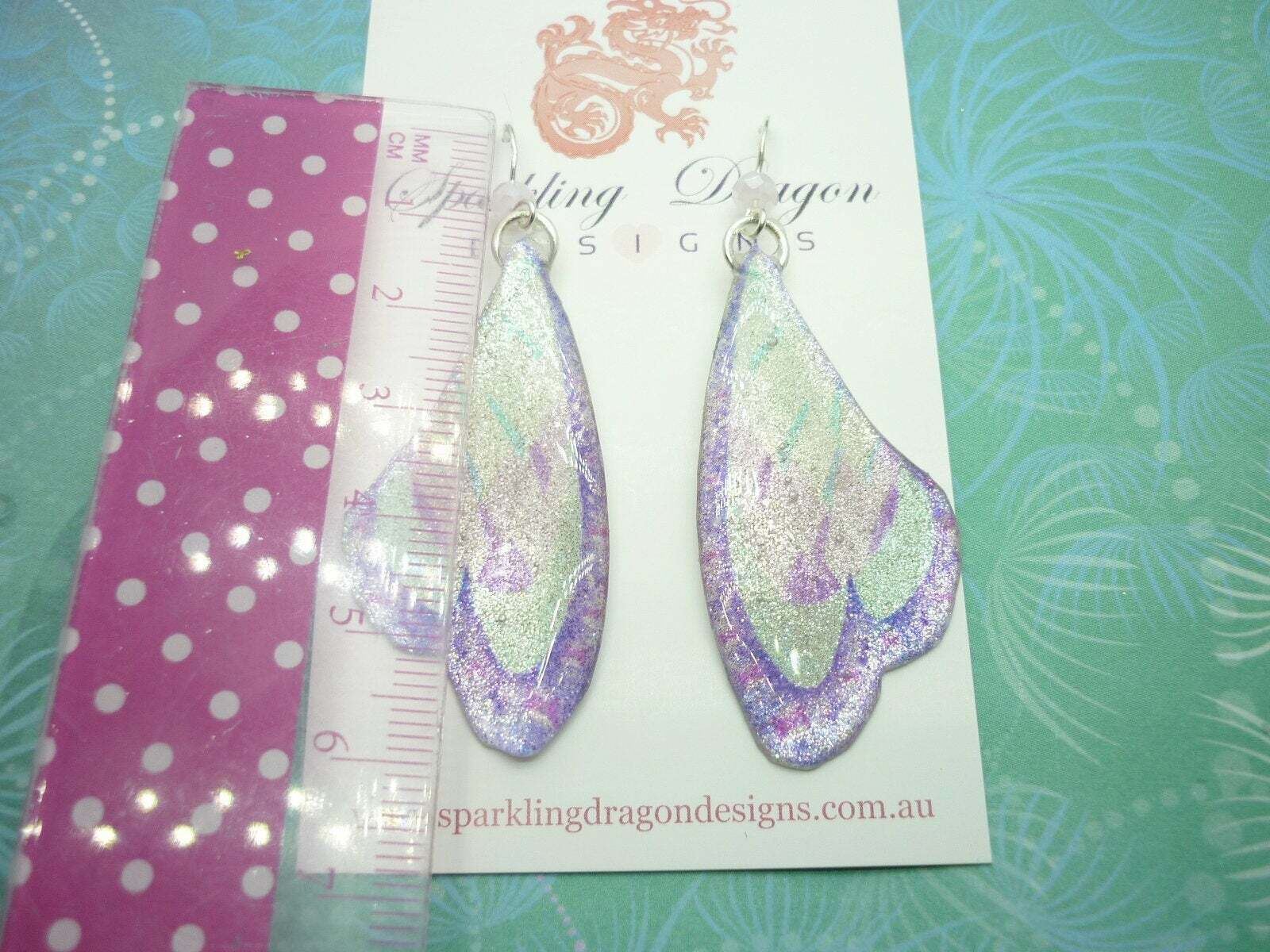 Butterfly Earrings Sparkling Silver, Purple/Blue Enchanting Fairy Jewellery - Image 3