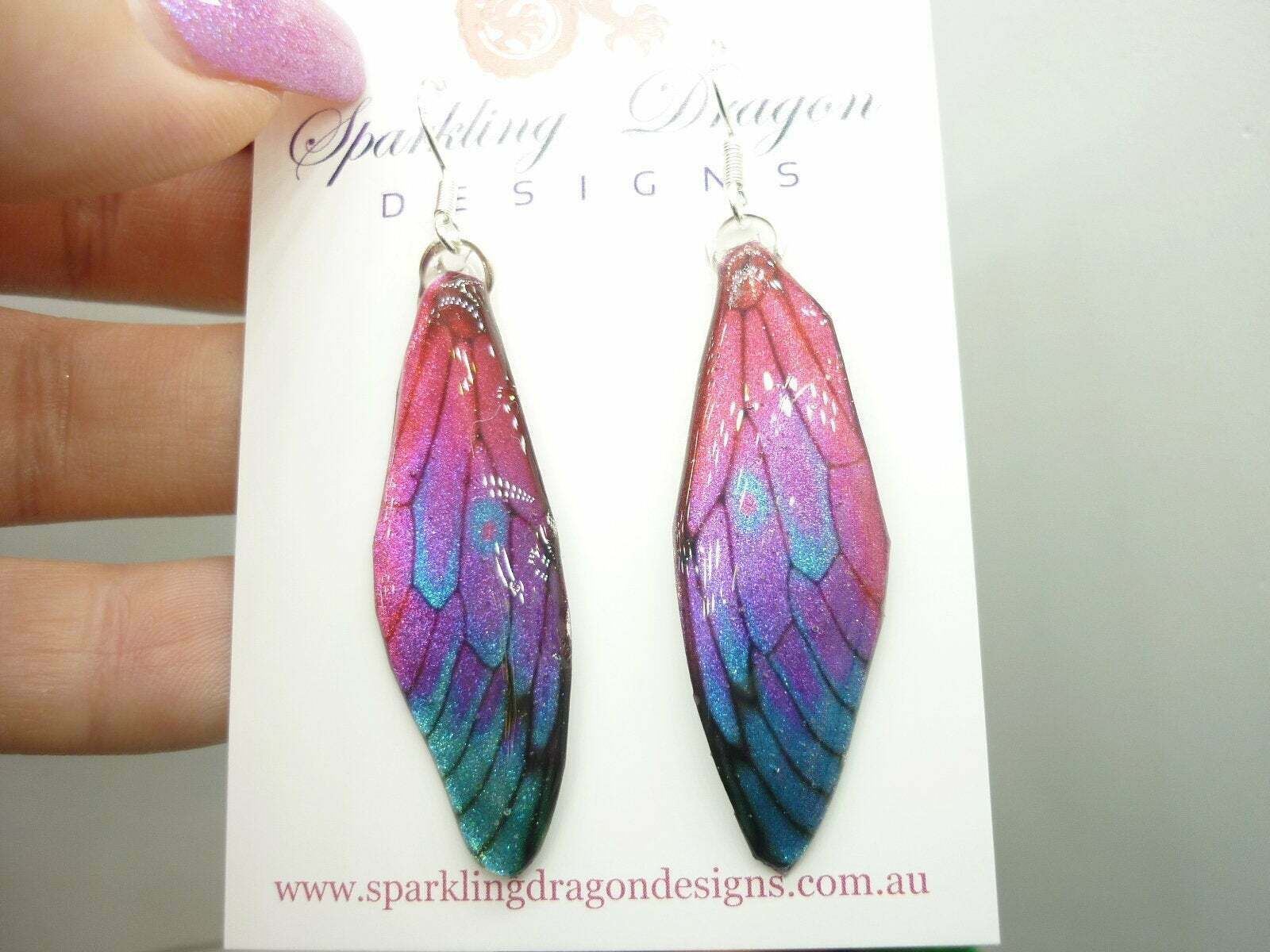 Butterfly Wings Pink, Blue & Purple Earrings - Fairy Jewellery, Fun Gift for Mum - Image 6