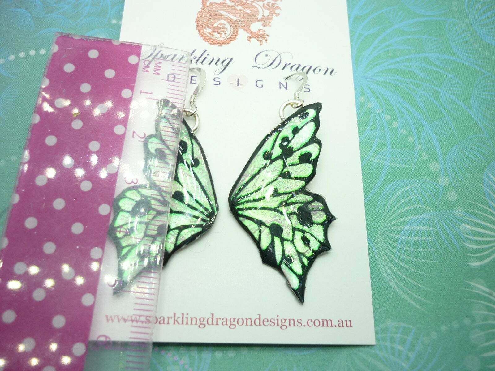 Shimmery Green Butterfly Double Wing Earrings - Fairy Jewellery, Fun Gift for - Image 9