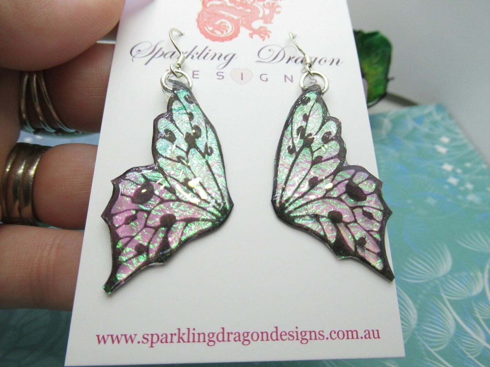 Shimmery Green Butterfly Double Wing Earrings - Fairy Jewellery, Fun Gift for - Image 10