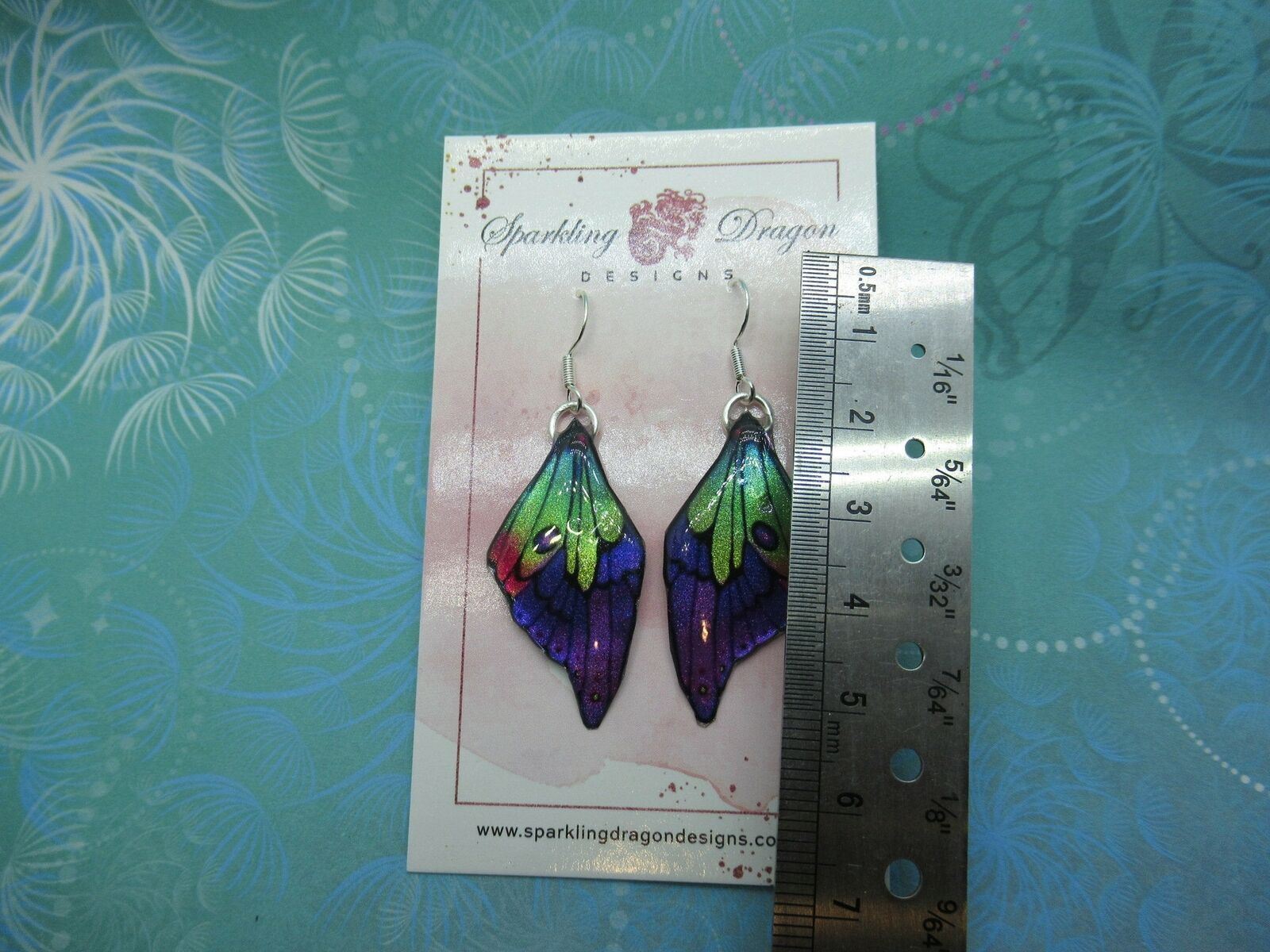 Butterfly Wing Earrings Rainbow & Purple - Fairy Jewellery - Image 4
