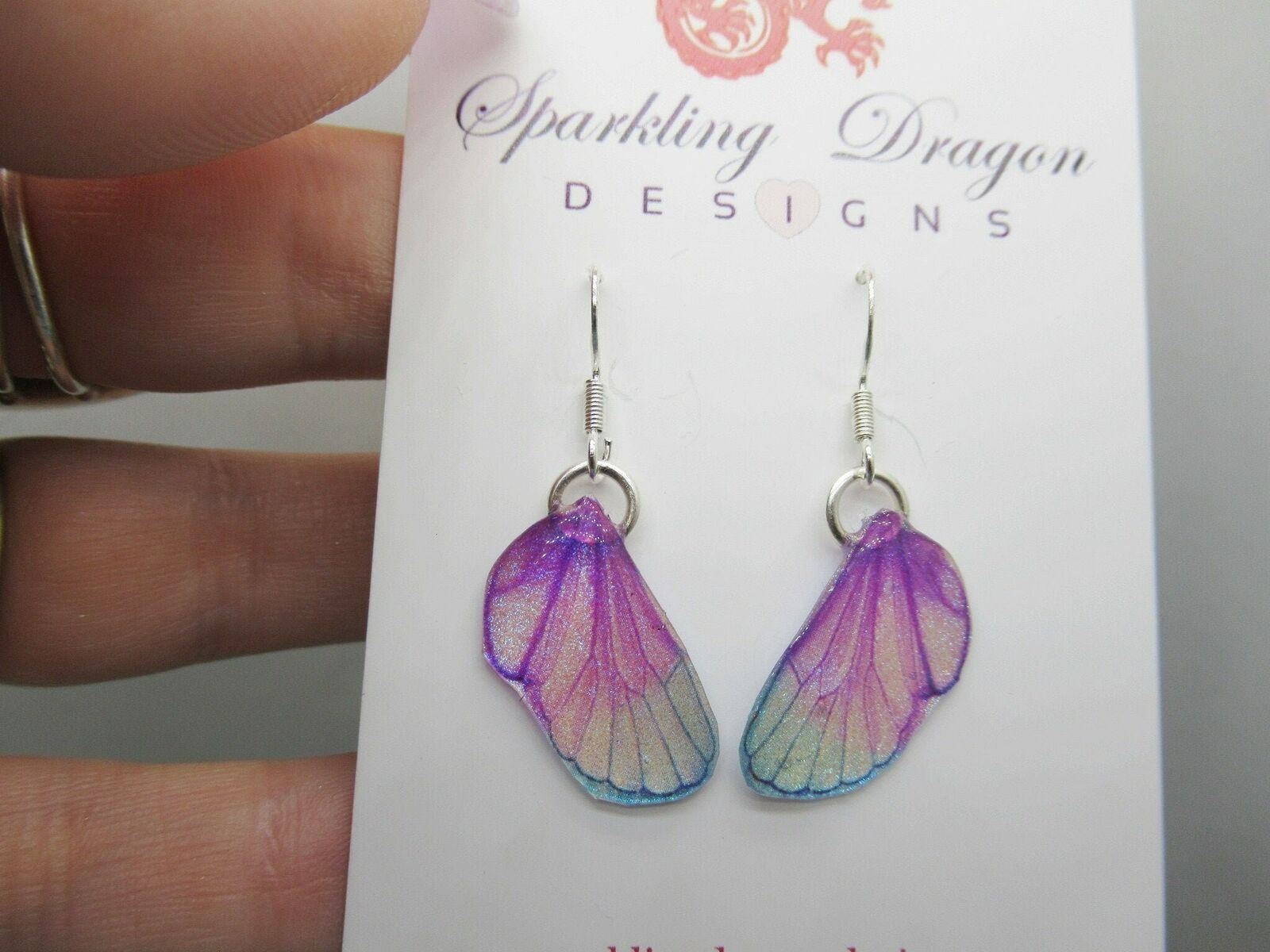 Dainty Butterfly Wing Earrings in Blue & Pink: Fun and Enchanting Fairy Jewells