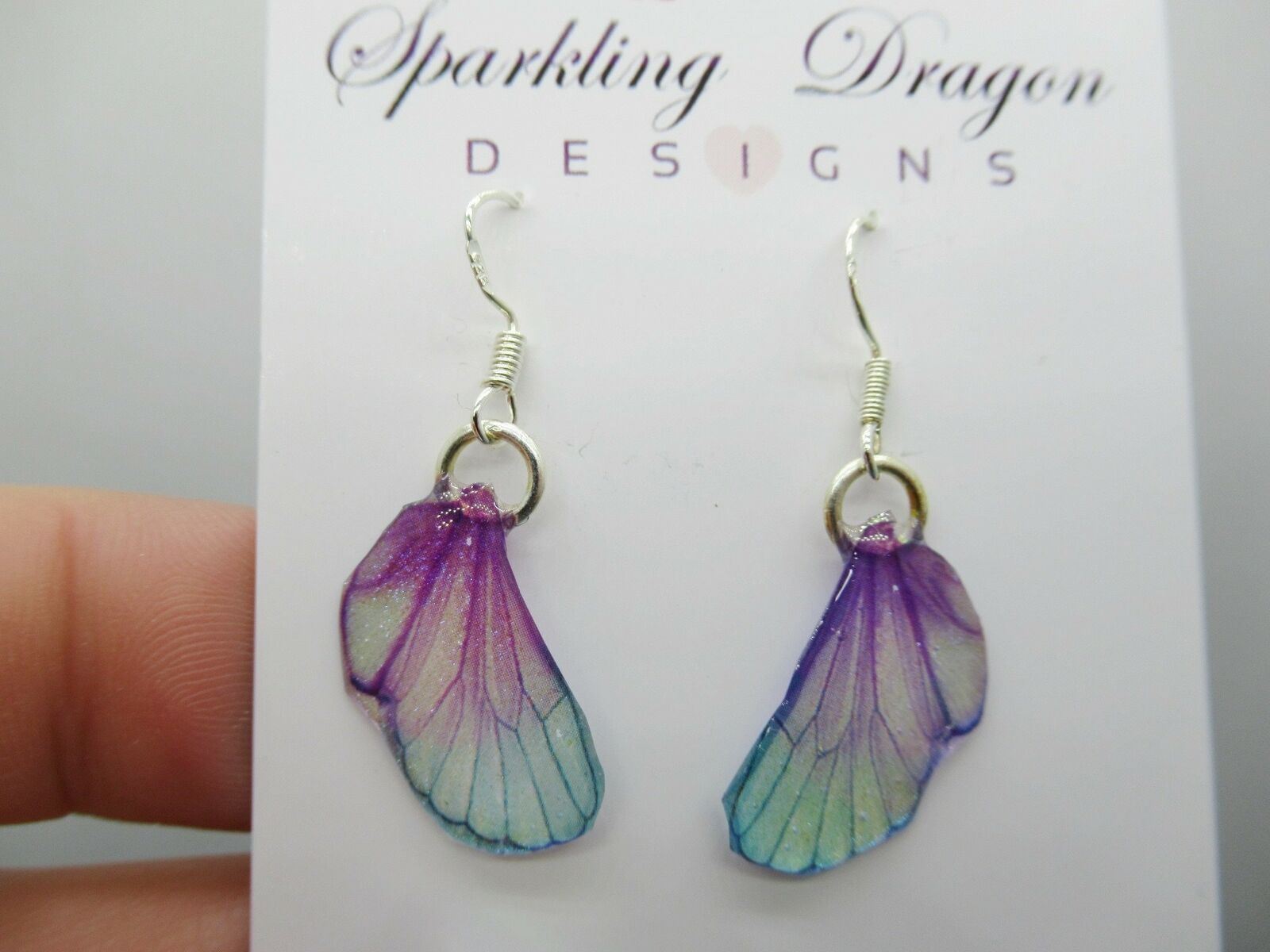 Dainty Butterfly Wing Earrings in Blue & Pink: Fun and Enchanting Fairy Jewells - Image 2