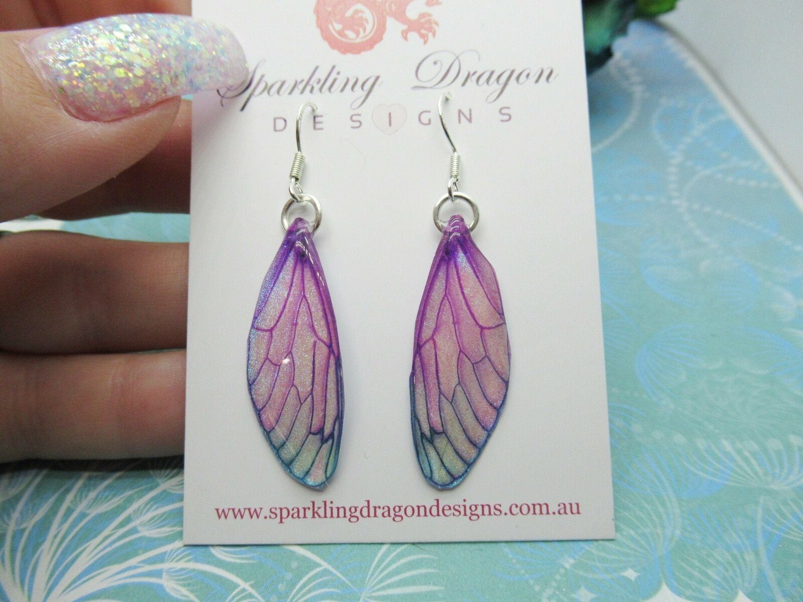 Pale Pink Blue Sparkle Butterfly Earrings: Enchanting Fairy Jewellery