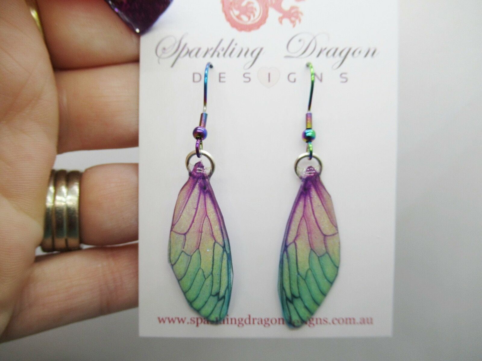 Pale Pink Blue Sparkle Butterfly Earrings: Enchanting Fairy Jewellery - Image 4