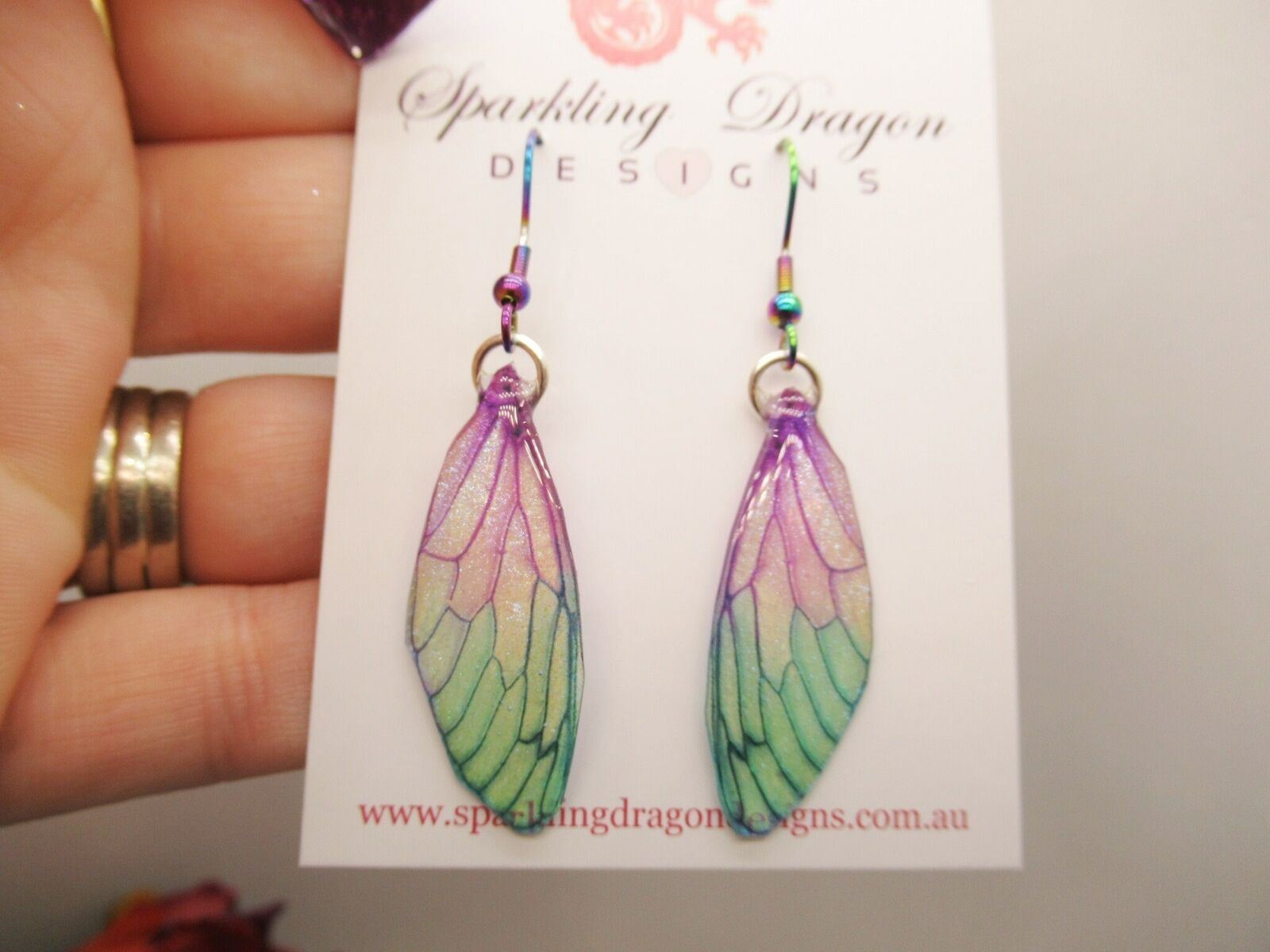 Pale Pink Blue Sparkle Butterfly Earrings: Enchanting Fairy Jewellery - Image 5
