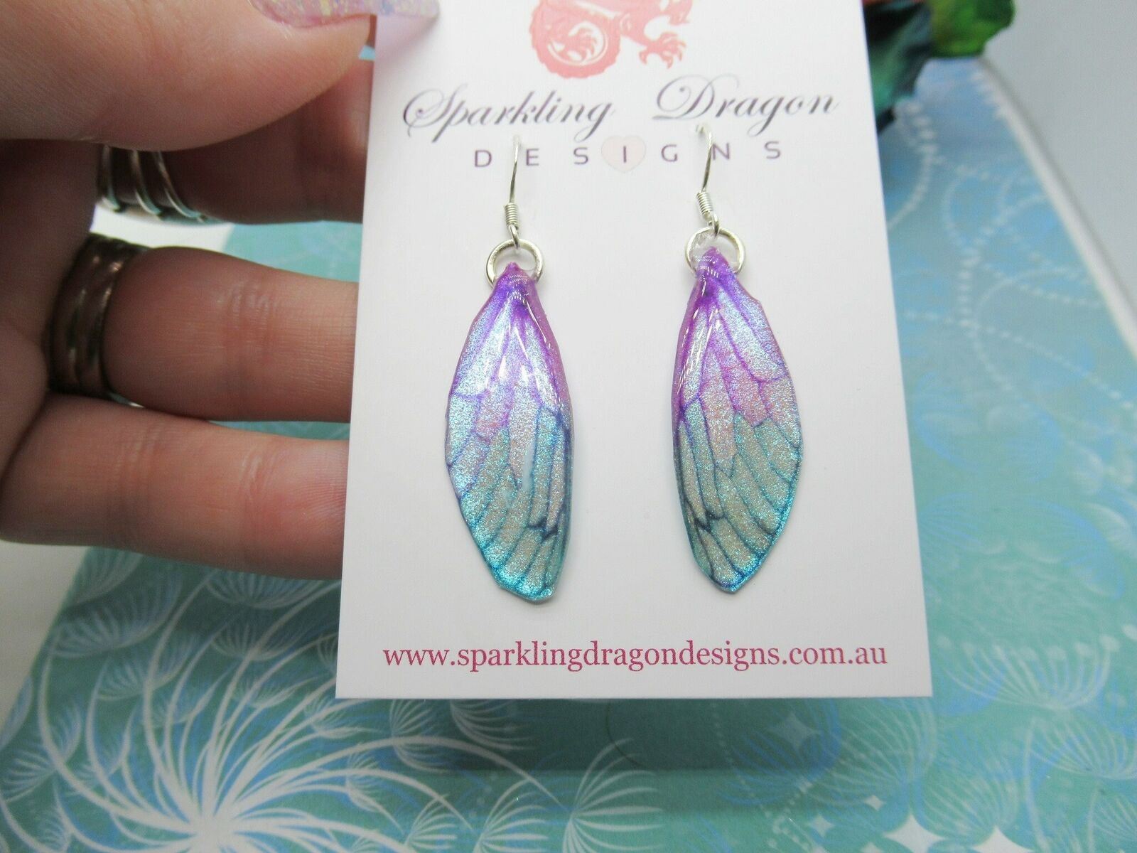 Pale Pink Blue Sparkle Butterfly Earrings: Enchanting Fairy Jewellery - Image 6