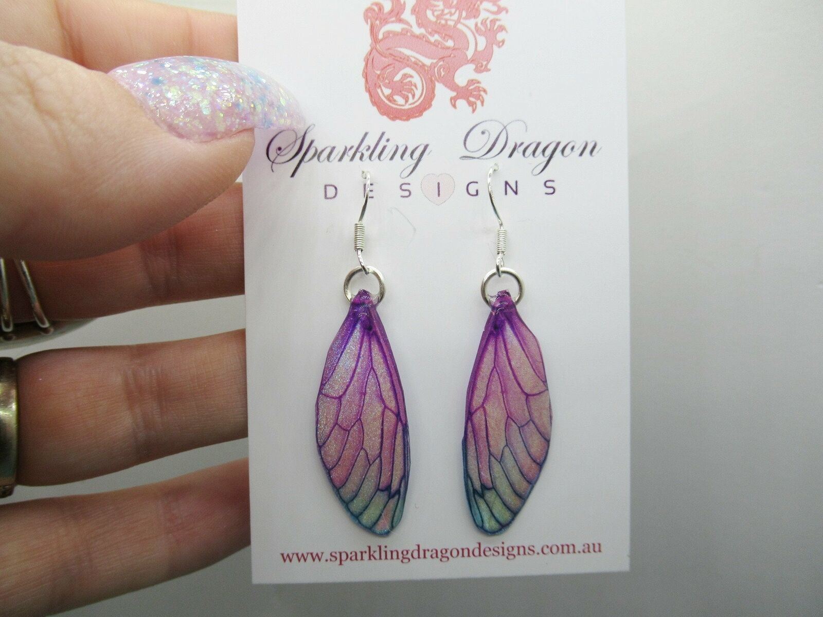 Pale Pink Blue Sparkle Butterfly Earrings: Enchanting Fairy Jewellery - Image 9